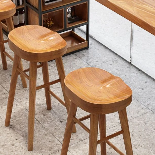 Ensemble de table de bar contemporain en bois massif, 1/4 pièces, table de bar rectangulaire et tabourets sans dossier Cle...