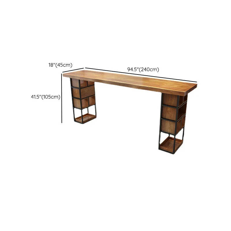 Ensemble de table de bar contemporain 1/4 pièces ensemble de table de bar rectangulaire en bois massif pour intérieur Clea...