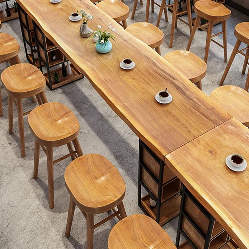 Ensemble de table de bar contemporain 1/4 pièces ensemble de table de bar rectangulaire en bois massif pour intérieur Clea...