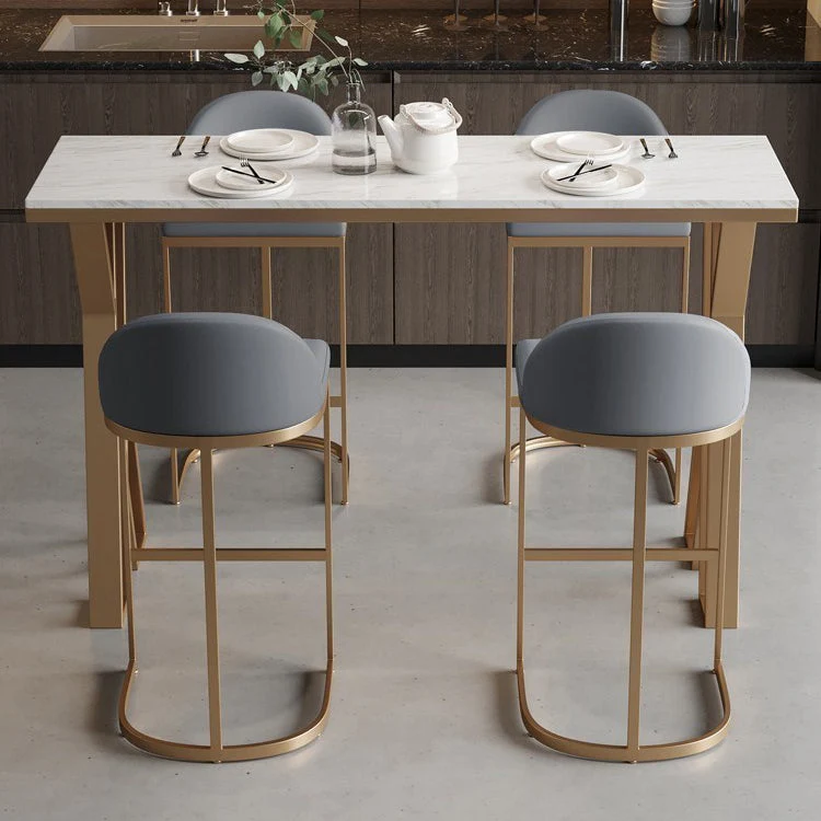 Ensemble de Table de Bar Glam, 1/5 pièces, Table de comptoir rectangulaire en pierre avec tabourets hauts pour cuisine Cle...