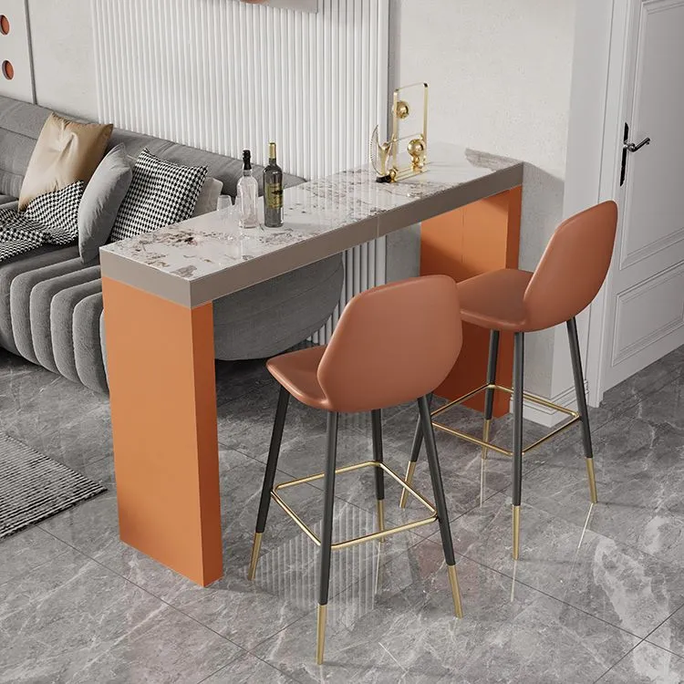 Ensemble de table de bar Glam Stone, 1/2/3 pièces, table de bar rectangulaire avec tabourets rembourrés Clearhalo