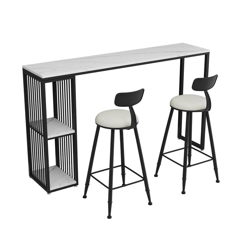 Ensemble de table de bar Glam Stone, 1/3 pièces, table de bar rectangulaire avec tabourets rembourrés Clearhalo