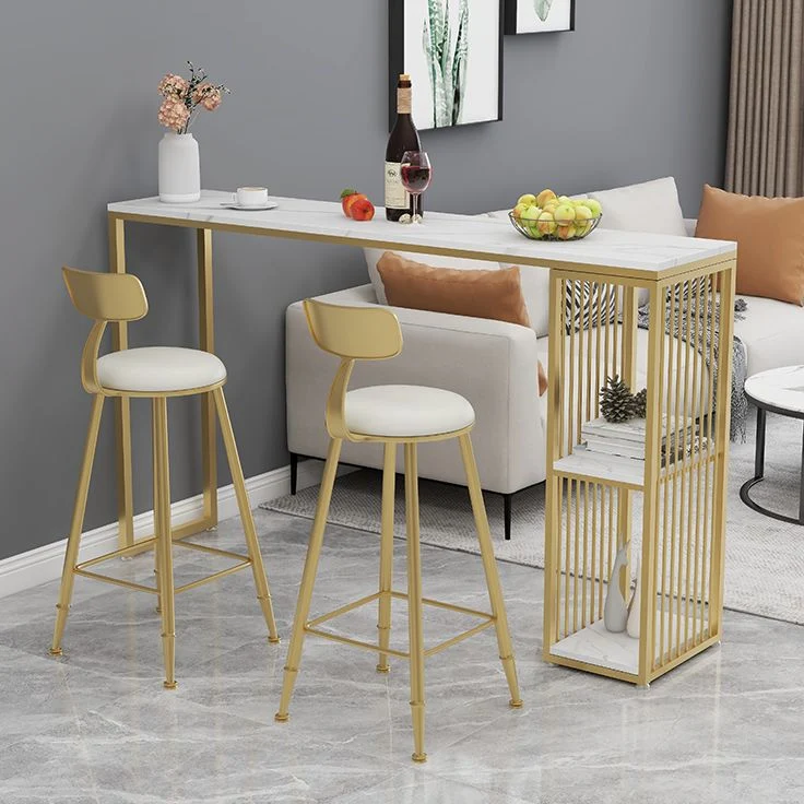 Ensemble de table de bar Glam Stone, 1/3 pièces, table de bar rectangulaire avec tabourets rembourrés Clearhalo