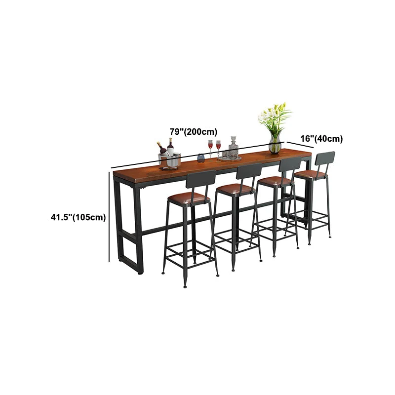 Ensemble de Table de Bar industriel 1/5/9 pièces, Table de comptoir rectangulaire en bois de pin avec tabourets hauts Clea...
