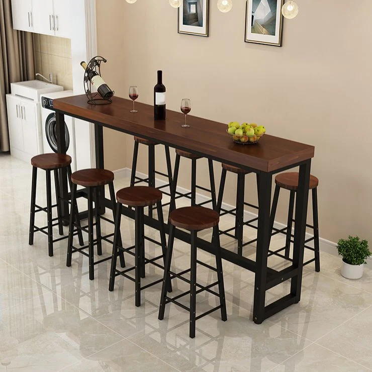 Ensemble de Table de Bar industriel, 1/5/9 pièces, ensemble de Table de Pub en bois massif pour l'intérieur Clearhalo