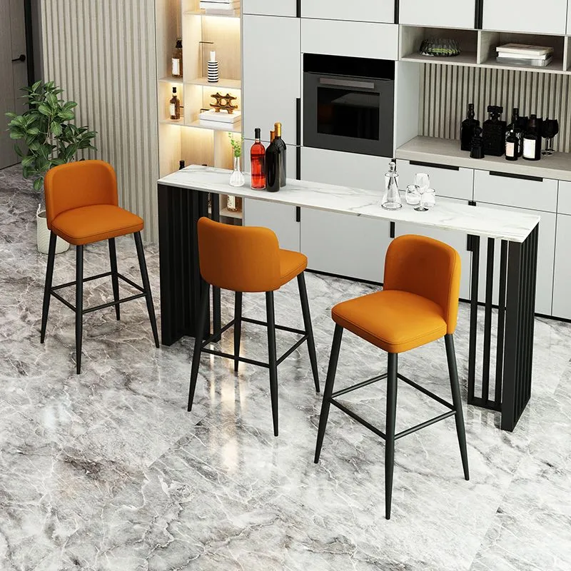 Ensemble de table de bar industriel noir, 1/4 pièces, ensemble de bistro rectangulaire avec dessus en pierre Clearhalo