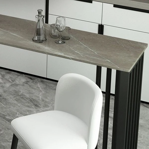 Ensemble de table de bar industriel noir, 1/4 pièces, ensemble de bistro rectangulaire avec dessus en pierre Clearhalo