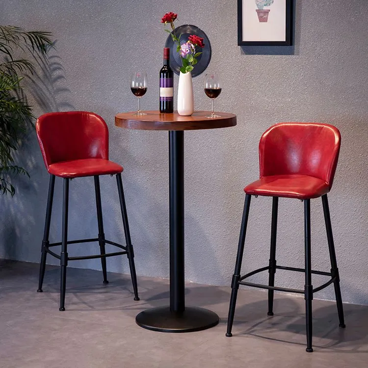 Ensemble de Table de Bar industrielle en bois massif, ensemble de bistro rond pour salle à manger, 1/2/3 pièces Clearhalo