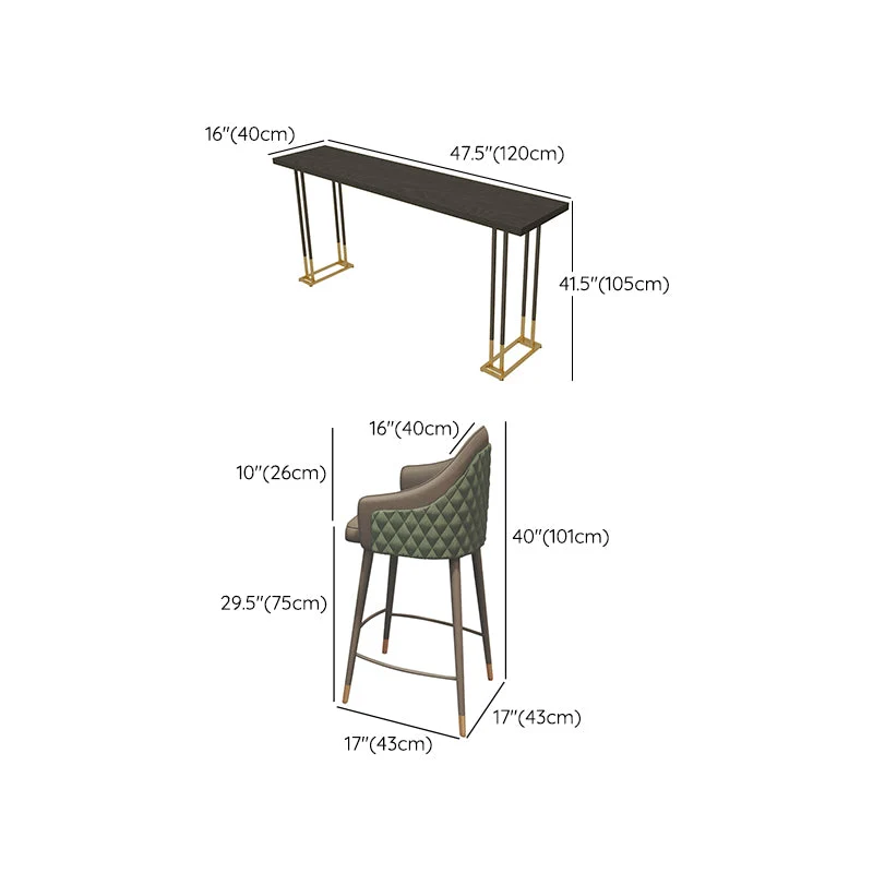 Ensemble de table de bar industrielle 1/4 pièces Table de bar en bois massif avec tabourets de bar rembourrés Clearhalo