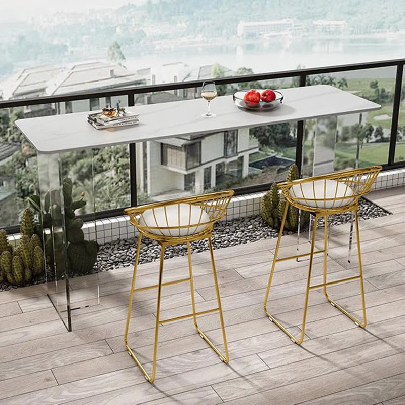 Ensemble de Table de Bar moderne, 1/2/3 pièces, ensemble de bistro rectangulaire en pierre pour l'intérieur Clearhalo