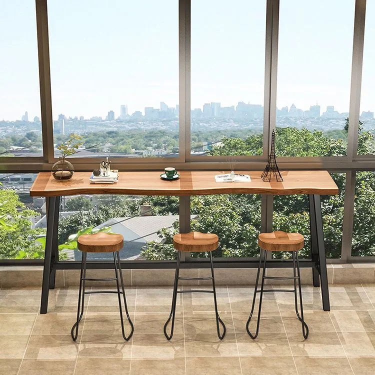 Ensemble de Table de Bar moderne, 1/2/4 pièces, Table de Bar en bois massif de pin et tabourets sans dossier Clearhalo