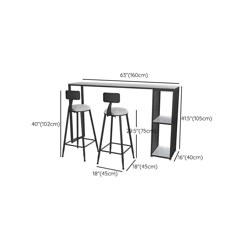 Ensemble de table de bar moderne 1/3 pièces ensemble de bistro rectangulaire en faux marbre pour l'intérieur Clearhalo