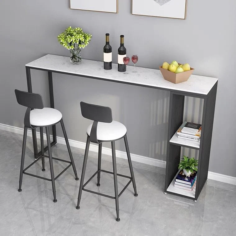 Ensemble de table de bar moderne 1/3 pièces ensemble de bistro rectangulaire en faux marbre pour l'intérieur Clearhalo