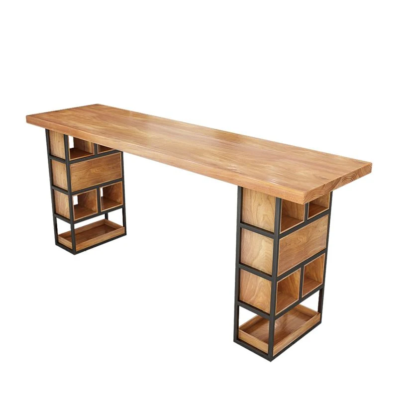 Ensemble de Table de Bar moderne 1/4 pièces, Table de comptoir rectangulaire en bois de pin avec tabourets sans dossier Cl...