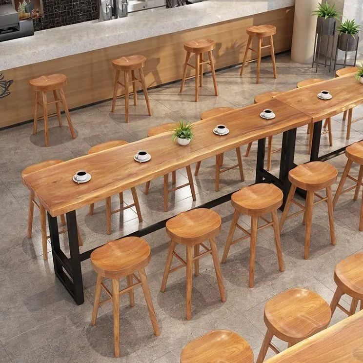 Ensemble de Table de Bar moderne 1/9 pièces, Table de comptoir rectangulaire en bois de pin avec tabourets pour café Clear...