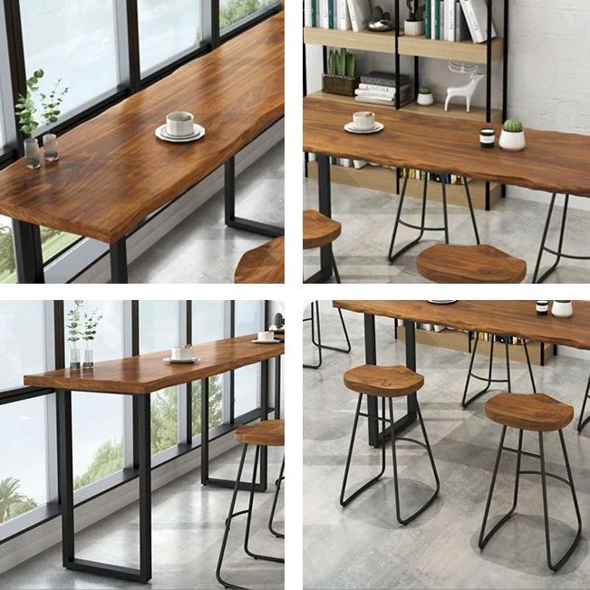 Ensemble de Table de Bar moderne 1/5 pièces, Table de comptoir rectangulaire en bois de pin avec tabourets pour balcon Cle...