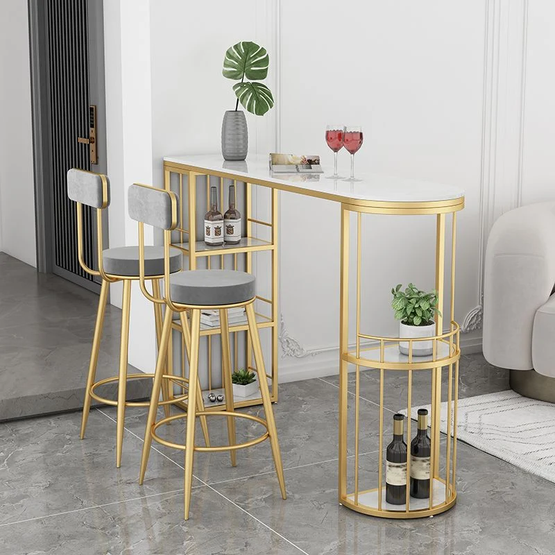 Ensemble de Table de Bar moderne 1/3 pièces, Table de comptoir en pierre avec tabourets pour salle à manger Clearhalo