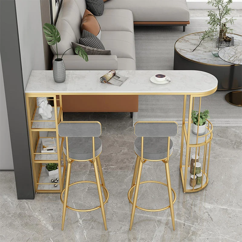 Ensemble de Table de Bar moderne 1/3 pièces, Table de comptoir en pierre avec tabourets pour salle à manger Clearhalo
