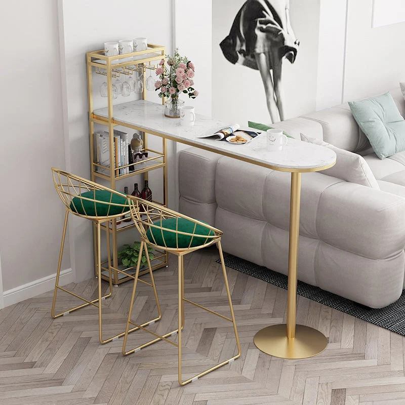 Ensemble de Table de Bar moderne 1/3 pièces, Table de comptoir en pierre avec tabourets hauts pour salon de café Clearhalo