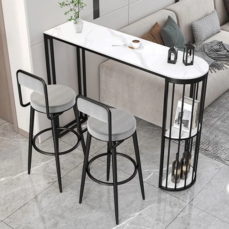 Ensemble de table de bar en pierre, 1/3 pièces, table de bar moderne et tabourets rembourrés Clearhalo