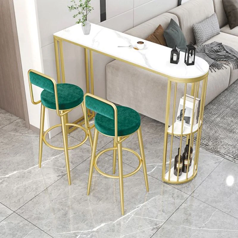 Ensemble de table de bar en pierre, 1/3 pièces, table de bar moderne et tabourets rembourrés Clearhalo