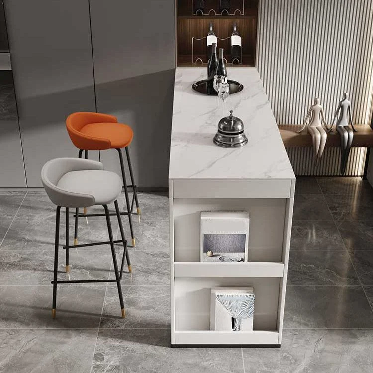 Ensemble de table de bar en pierre rectangulaire de style moderne, 1/2/3 pièces, avec tabourets sans dossier Clearhalo