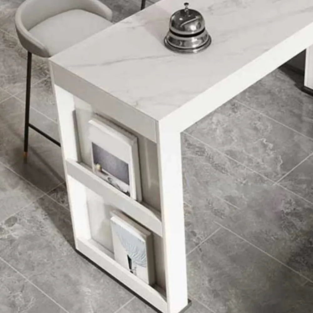 Ensemble de table de bar en pierre rectangulaire de style moderne, 1/2/3 pièces, avec tabourets sans dossier Clearhalo