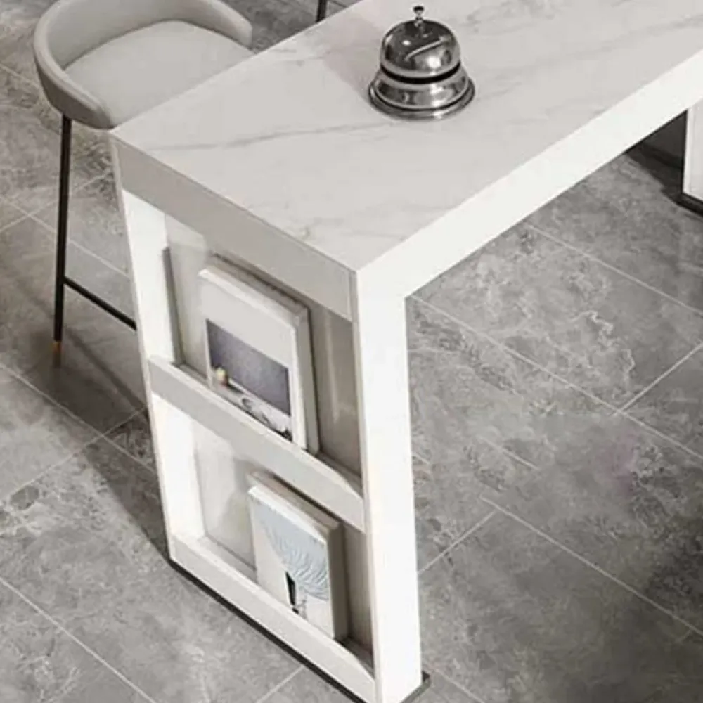 Ensemble de table de bar en pierre rectangulaire de style moderne, 1/2/3 pièces, avec tabourets sans dossier Clearhalo