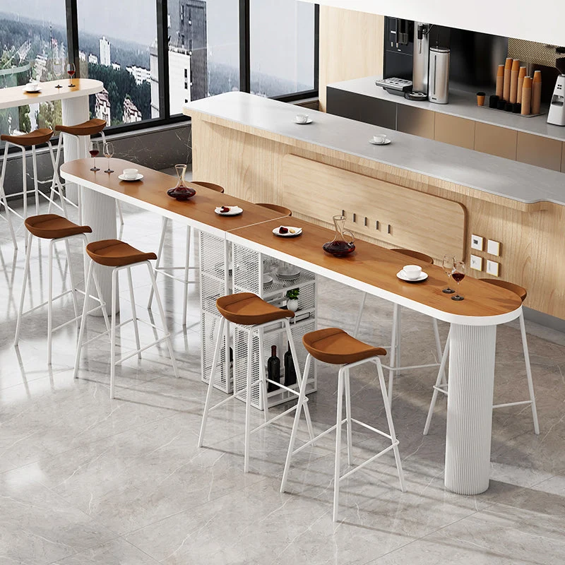Ensemble de Table de Bar et Pub blanc et marron, ensemble de Table et tabouret 1/2/5 pièces Clearhalo