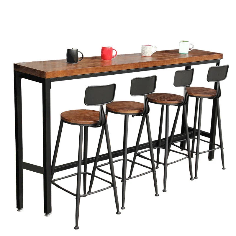 Ensemble de Table de Bar et Pub rectangulaire, 1/5 pièces, Table et tabourets de Bar à cadre en fer Clearhalo