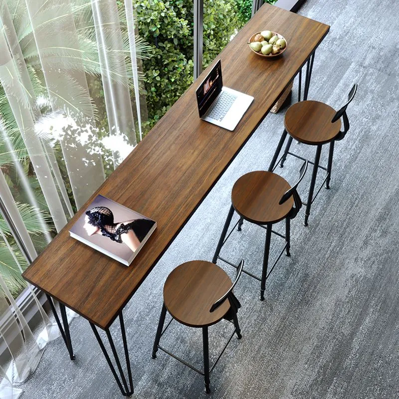 Ensemble de Table de Bar et Pub rectangulaire, 1/4 pièces, Table de Bar en bois massif et tabourets en fer Clearhalo
