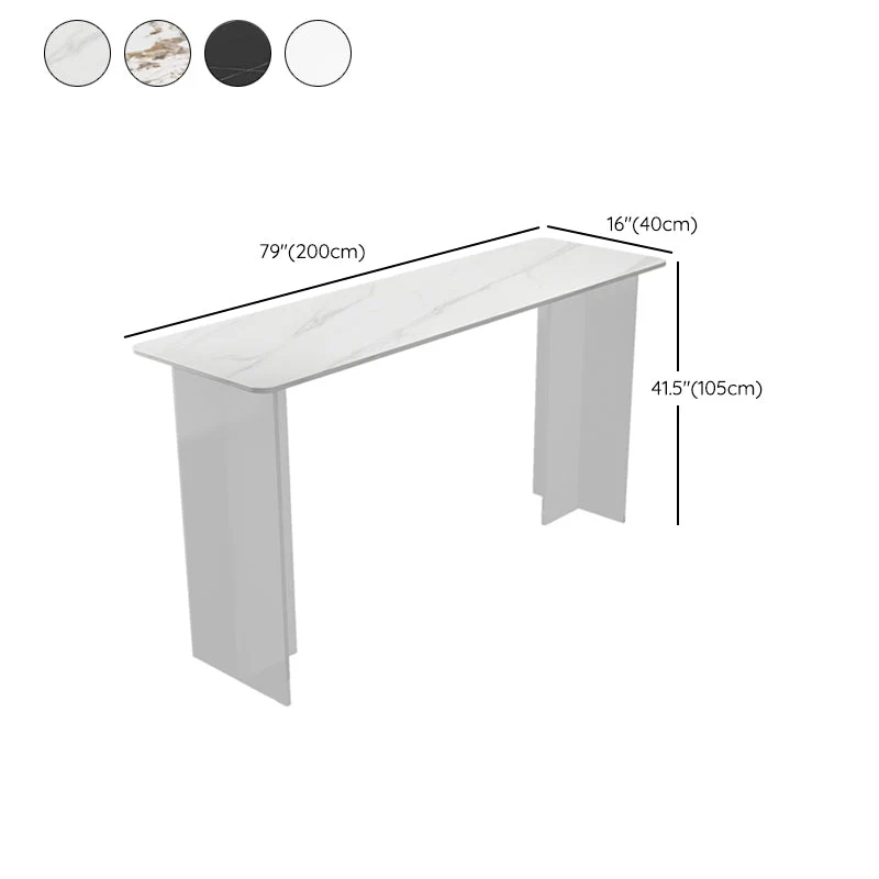 Ensemble de table de bar rectangulaire, 1/2/3 pièces, table de bar en pierre et tabourets en métal Clearhalo