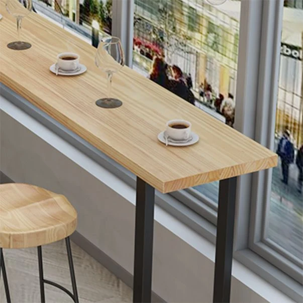 Ensemble de table de bar rectangulaire contemporain, 1/5 pièces, table de bar et tabourets en bois massif Clearhalo