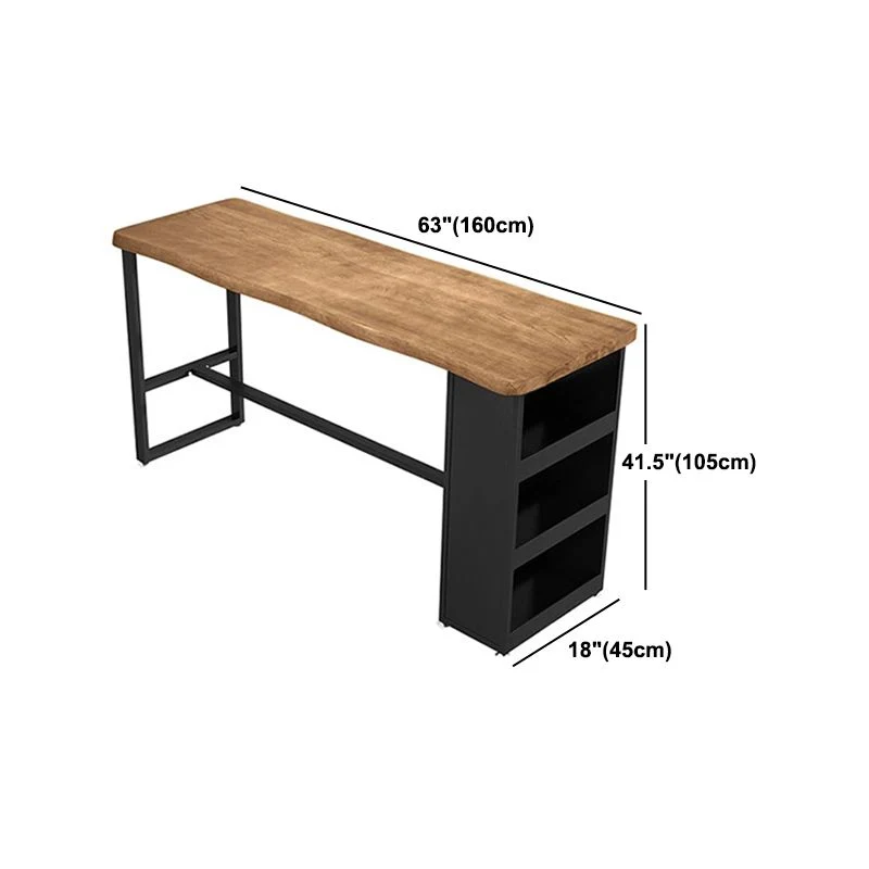 Ensemble de table de bar rectangulaire contemporaine 1/2/3 pièces table de bar et tabourets en bois massif Clearhalo