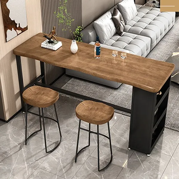 Ensemble de table de bar rectangulaire contemporaine 1/2/3 pièces table de bar et tabourets en bois massif Clearhalo