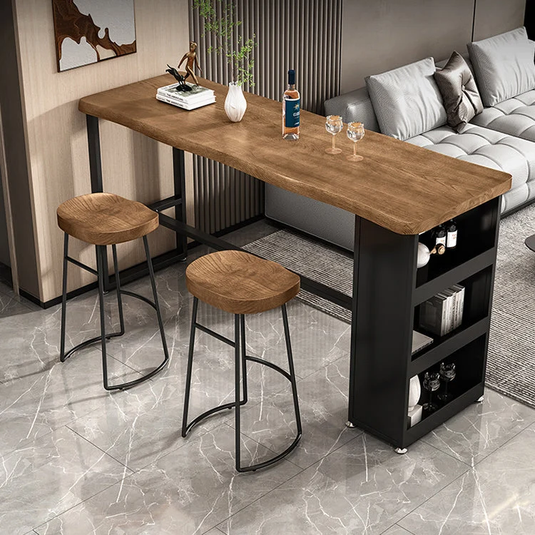 Ensemble de table de bar rectangulaire contemporaine 1/2/3 pièces table de bar et tabourets en bois massif Clearhalo