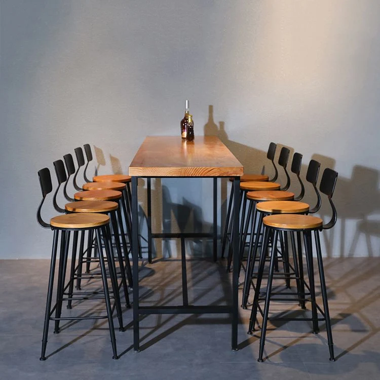 Ensemble de Table de Bar rectangulaire industriel en bois massif, 1/11 pièces, Table de comptoir avec tabourets hauts Clea...
