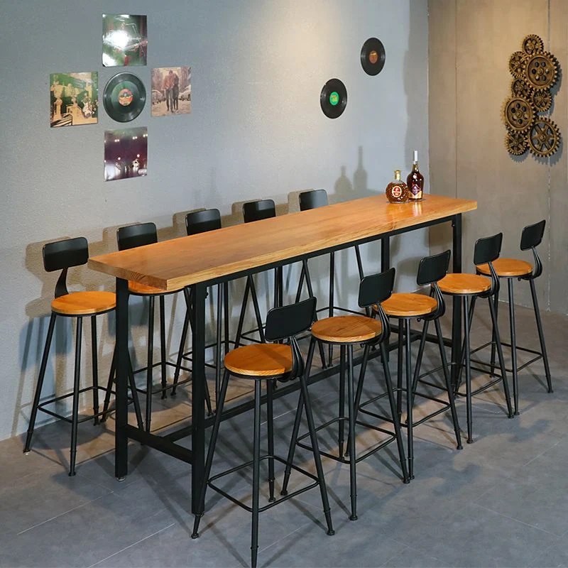 Ensemble de Table de Bar rectangulaire industriel en bois massif, 1/11 pièces, Table de comptoir avec tabourets hauts Clea...