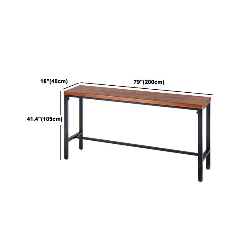 Ensemble de Table de bar rectangulaire industriel en bois de pin, 1/4 pièces, Table de comptoir avec tabourets hauts Clear...
