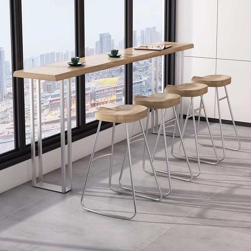 Ensemble de Table de Bar rectangulaire moderne en bois massif, 1/3/5 pièces, Table de comptoir avec tabourets sans dossier...