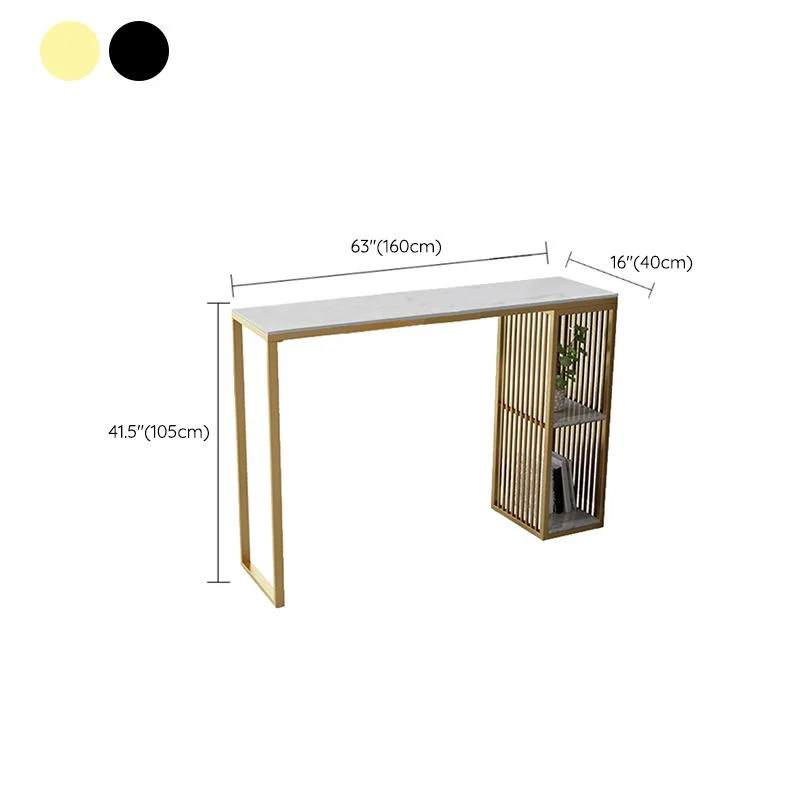 Ensemble de Table de Bar rectangulaire moderne, 1/3 pièces, Table et tabourets de Bar à cadre en métal noir et doré Clearhalo