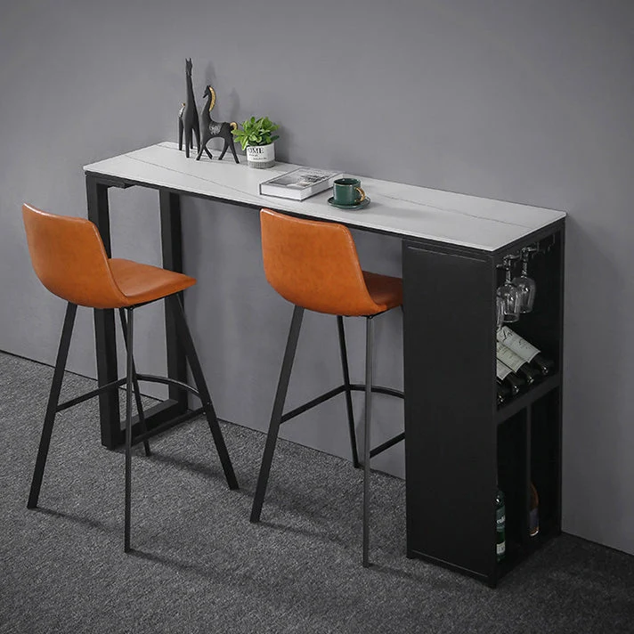 Ensemble de Table de bar rectangulaire moderne, 1/3 pièces, Table de bar en pierre et tabourets rembourrés Clearhalo
