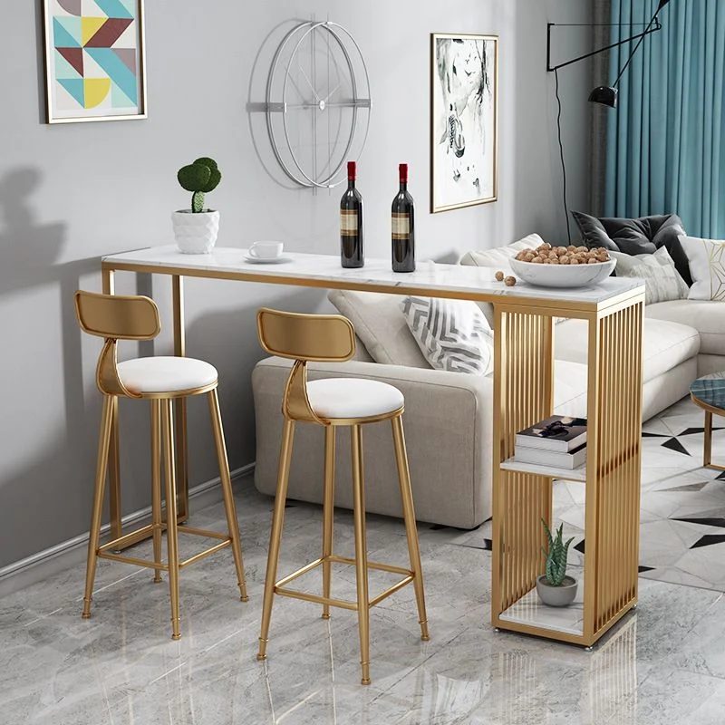 Ensemble de table de bar style contemporain 1/3 pièces Table de bar en pierre avec tabourets rembourrés Clearhalo