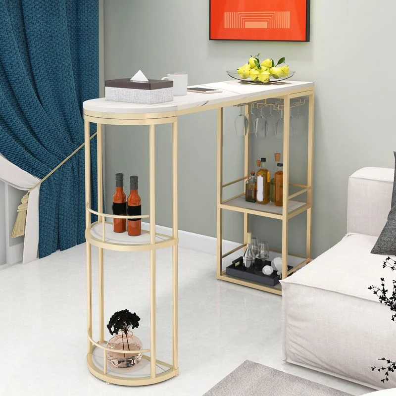 Ensemble de table de bar de style Glam, 1/2 pièces, ensemble de table de bar en granit blanc Clearhalo