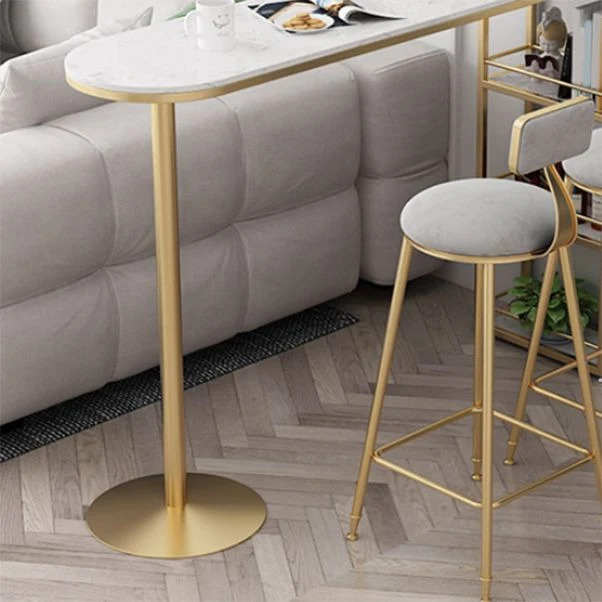 Ensemble de table de bar de style moderne, 1/3 pièces, table de comptoir en faux marbre avec tabourets rembourrés Clearhalo