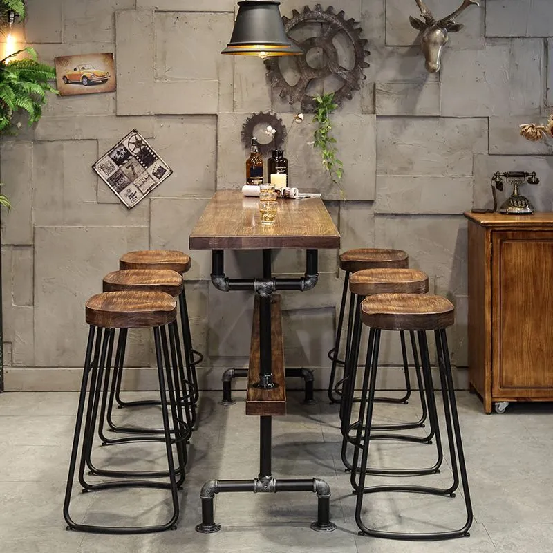 Ensemble de Table de Pub marron et noir, ensemble de Table de Bar industriel 1/2/4/7 pièces Clearhalo