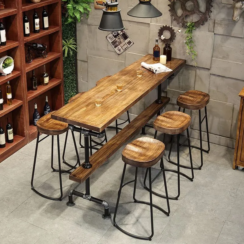 Ensemble de Table de Pub marron et noir, ensemble de Table de Bar industriel 1/2/4/7 pièces Clearhalo