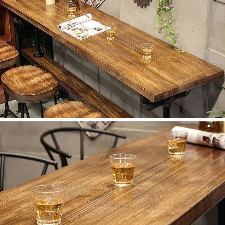 Ensemble de Table de Pub marron et noir, ensemble de Table de Bar industriel 1/2/4/7 pièces Clearhalo