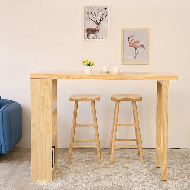 Ensemble de table de pub rectangulaire en bois massif, table et tabourets 1/2/3 pièces Clearhalo