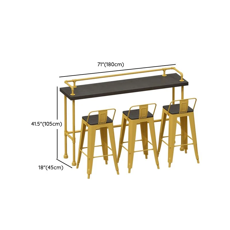 Ensemble tabouret de bar et table en bois et métal 1/3/4/5/6 pièces rectangulaire Clearhalo